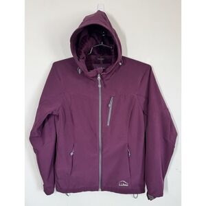 LL Bean Women's Soft Shell Fleece Lined Hooded Jacket Parka Coat Purple Size M